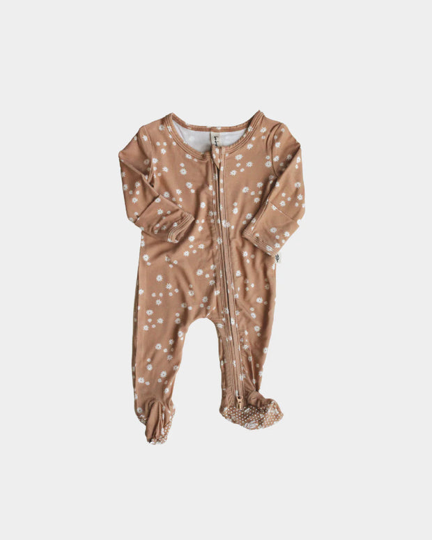 Posh Peanut Solid Pine Ribbed Footie Zippered One Piece