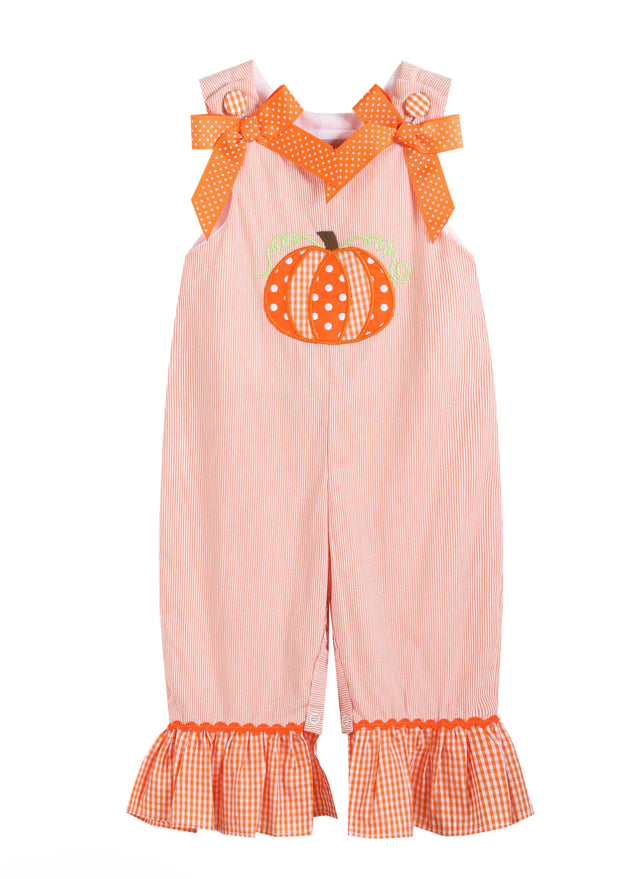 Orange Pinstripe Pumpkin and Bows Playsuit