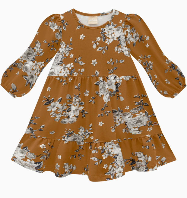 Rust dress with Ivory floral prints