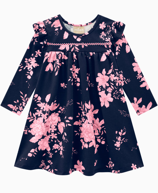 Navy dress with Pink flowers