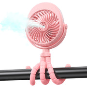 2022 Baby Stroller Battery Portable Mist Fan Operated Clip on Fan with Flexible Tripods Rechargeable Mist Fan