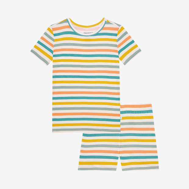 Popsicle Stripe-Basic Short Sleeve & Short Length Pajama-Posh Peanut
