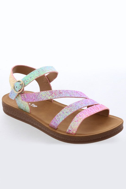 Multi color Sparkle strapped sandal with back