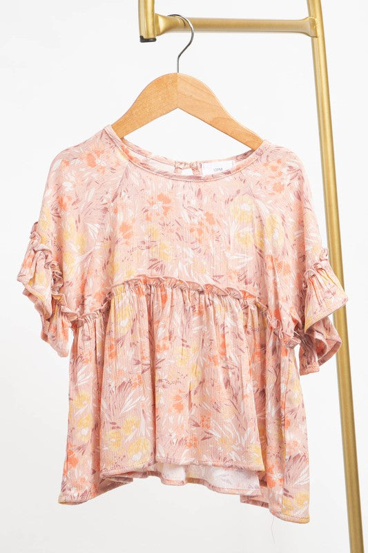Floral Woven Ruffle Top