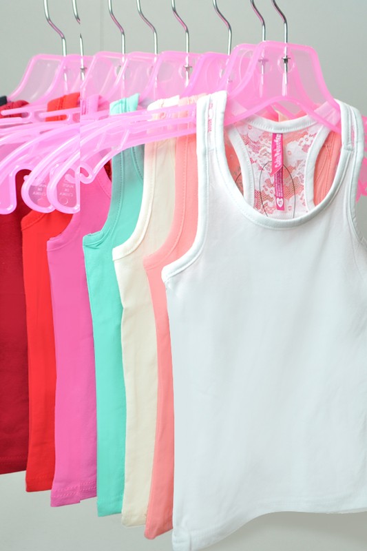 Girl's Solid Racerback Tank w/ Cutout Lacey