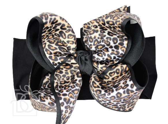5.5" Layered Specialty Bow Black Multi Leopard