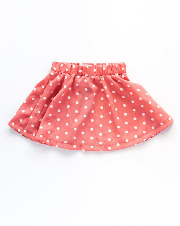 Macee Mini Skater Skirt-Pink Polka Dots