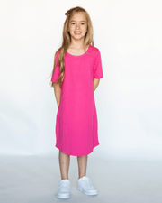 Tatum Tee Shirt Dress- Hottest Pink (Tween)