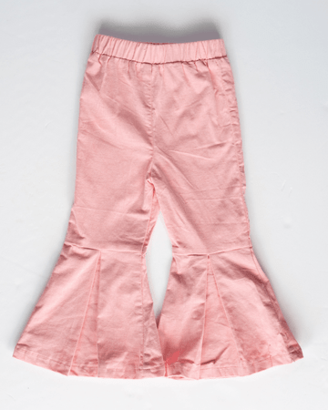 Harli Pleated Corduroy Bell Bottoms- Pink