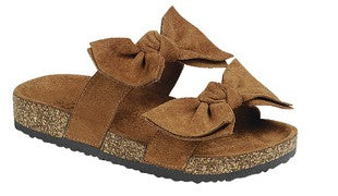 Double strap Slip on Sandal with Bows - Wildflower Children's Boutique