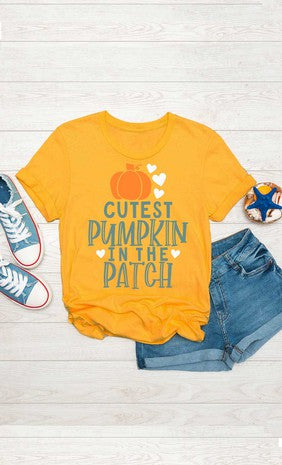 Mellow Yellow Cutest Pumpkin in the Patch Kids Graphic Tee - Wildflower Children's Boutique