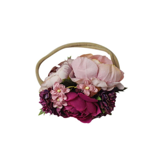 Floral Stretch Headband Mauve & Fuchsia