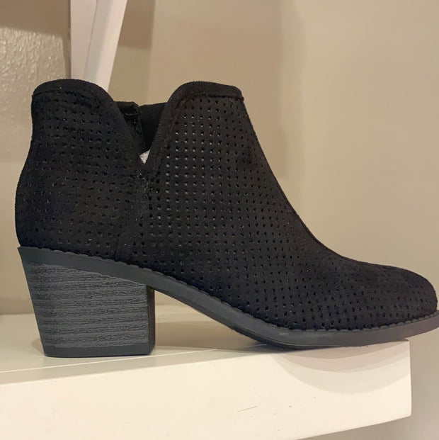 GIRLS SIDE V CUTOUT PERFORATED BOOTIES - Wildflower Children's Boutique
