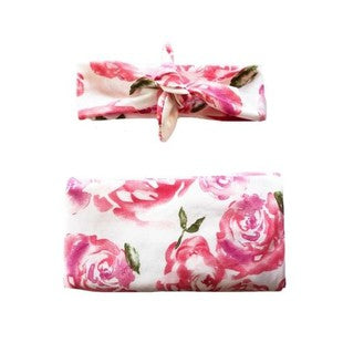 Rose Swaddle and Headband Set - Wildflower Children's Boutique