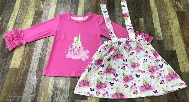 Pink Castle inspired overall skirt set
