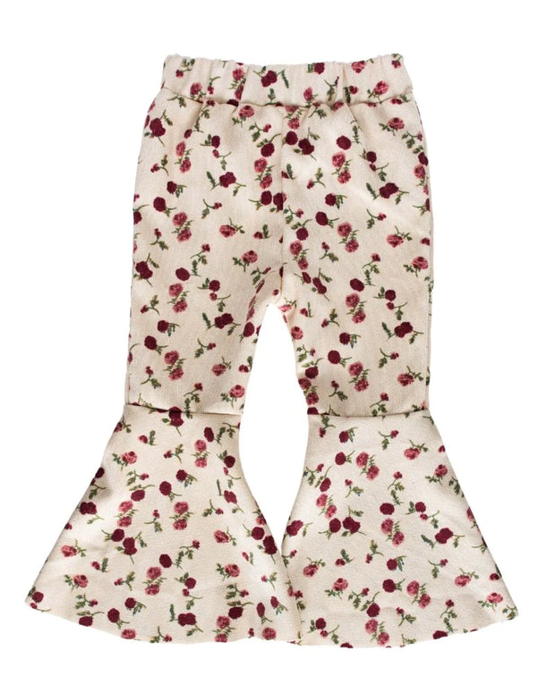 Medley Pleated Bell Bottoms- Red Rose Petals