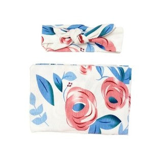 Pink Peony Swaddle and Headband Set - Wildflower Children's Boutique