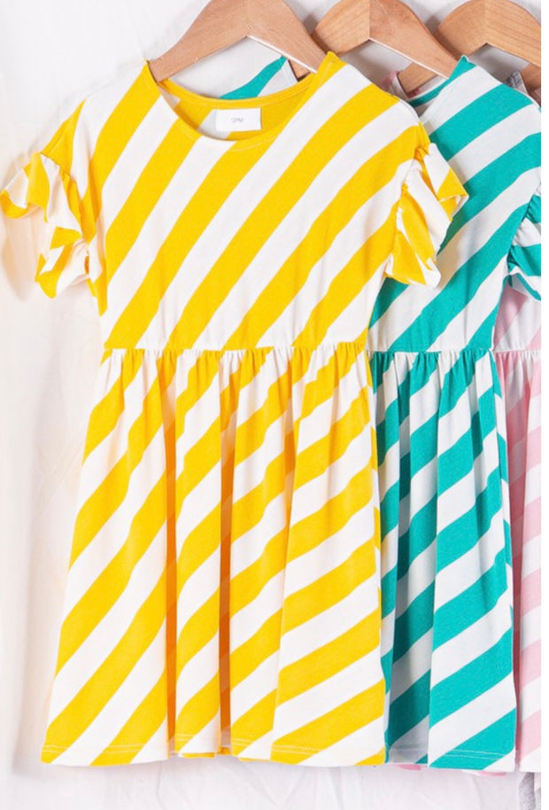 Stripe Print Ruffle Dress - Wildflower Children's Boutique
