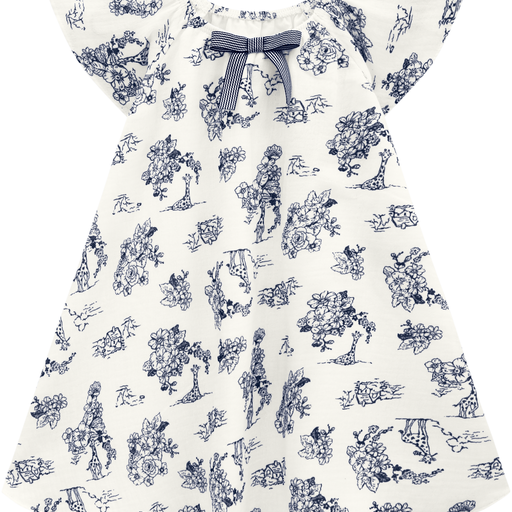 Floral dress with navy and white