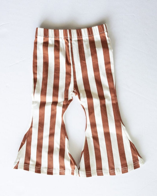 Landry Boho Denim Bell Bottoms - Burnt Orange Stripes Tween